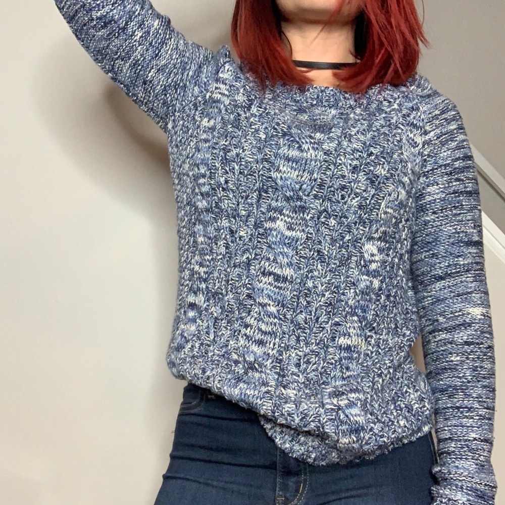 Blue and white Marble knit sweater